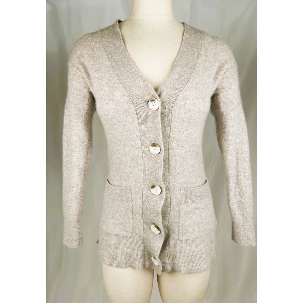 Charter Club 100% Cashmere V-Neck Cardigan Sweater Oatmeal XS